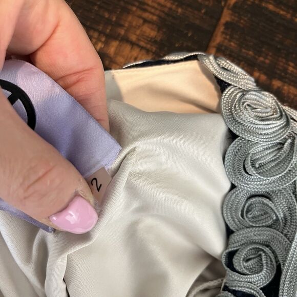 BHLDN JS Collection SANTIAGO Dress Navy/Cloud 2 Anthropologie Midi Coctail - Picture 8 of 12